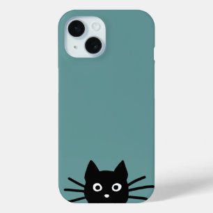 Coque Pour iPhone 15 Curieux Peeking Chat noir Funny Feline