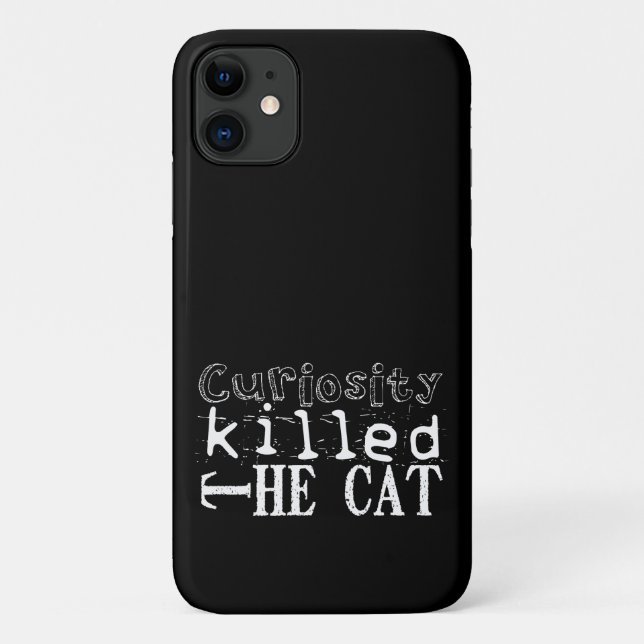 Coques Case-Mate iPhone Curiosity tua le Cat Popular Proverb Black iPC (Dos)