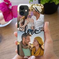 Custom 2 Photo Love with Heart Calligraphy