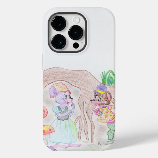 Coques Case-Mate iPhone Custom Kids Artwork, deux mignonnes souris, fleurs (Verso)