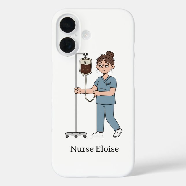 Coques Case-Mate iPhone Custom Name Exhausted Nurse Coffee IV Phone Case (Verso)
