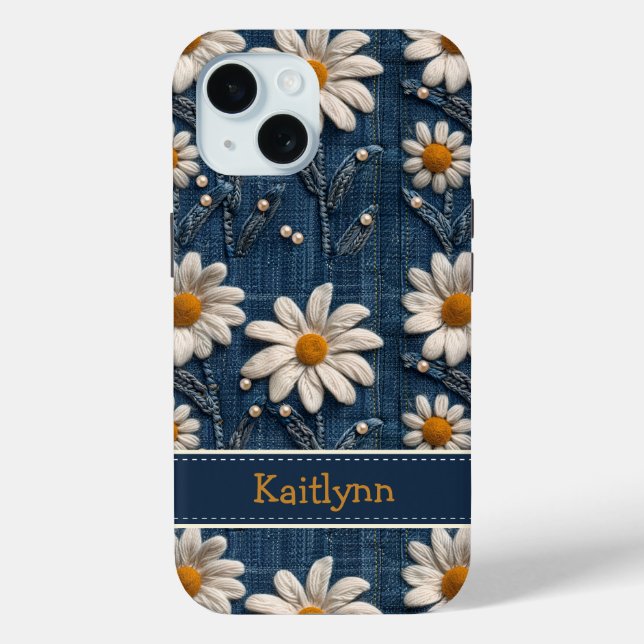 Coques Case-Mate iPhone Custom Name Floral Embroidered Phone Case (Verso)