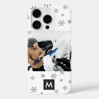 Coques iPhone 16 Pro Custom Photo Christmas Snowflakes Monogram