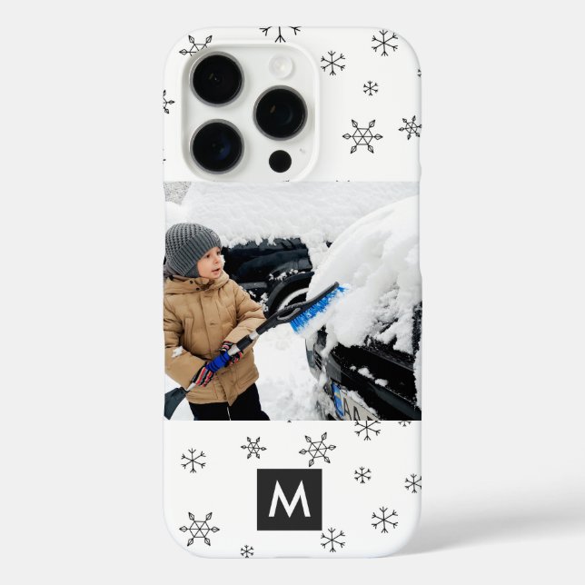 Coques Case-Mate iPhone Custom Photo Christmas Snowflakes Monogram (Verso)