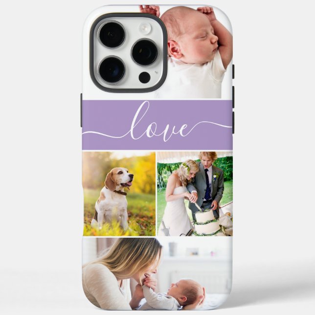 Coques Case-Mate iPhone Custom Photos Memories Love Script purple  (Verso)