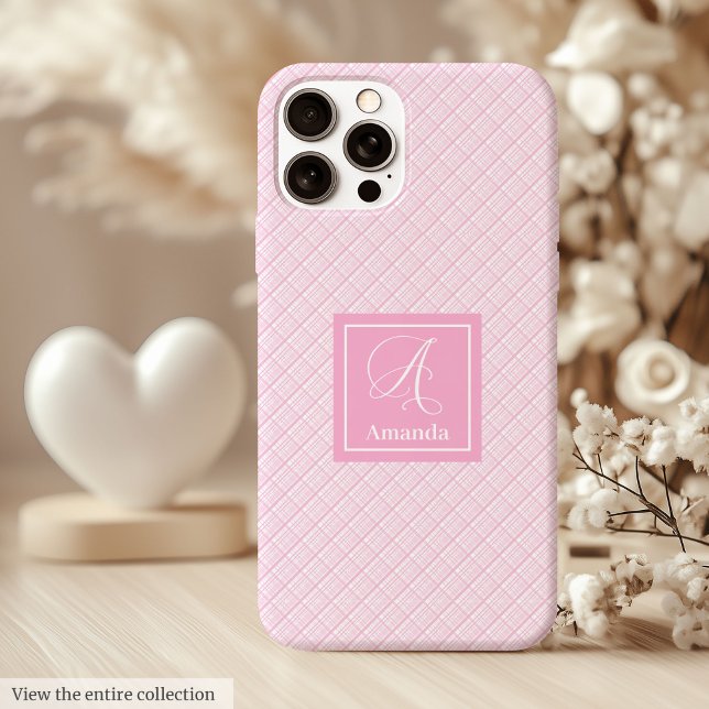 Coques Case-Mate iPhone Custom Pink Plaid iPhone Case Elegant Phone Cover (Custom Pink Plaid iPhone Case – Elegant Phone Cover)