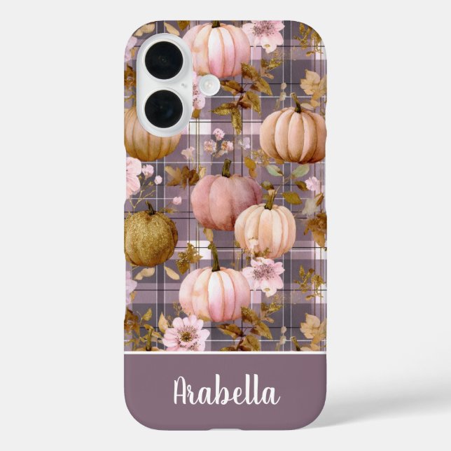 Coques Case-Mate iPhone Custom Pumpkin and Flowers plaid  pattern  (Verso)