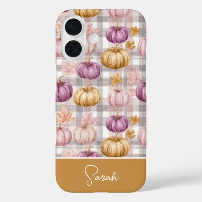 Coques Case-Mate iPhone Custom Pumpkin and Flowers plaid  pattern  (Verso)