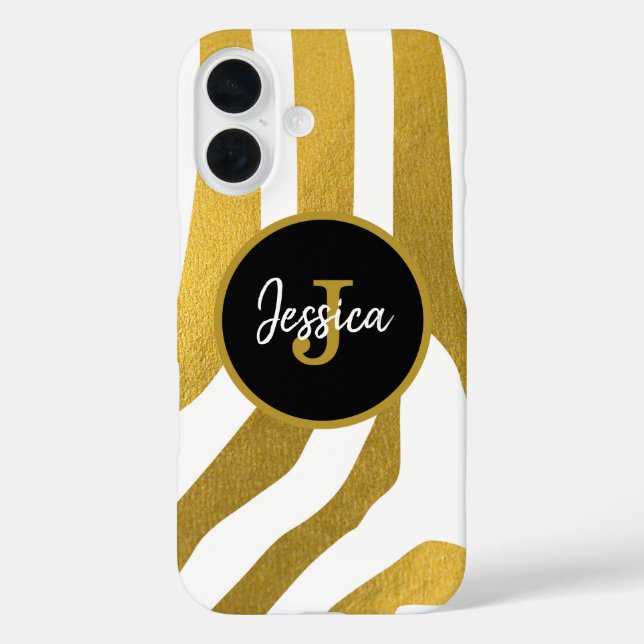 Coques Case-Mate iPhone Customisé Faux Gold Zebra Print Stripes Motif (Verso)