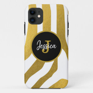 Case-Mate iPhone Case Customisé Faux Gold Zebra Print Stripes Motif