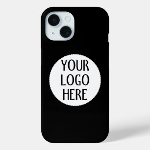 Coque Pour iPhone 15 Customisez le logo de votre entreprise Black White