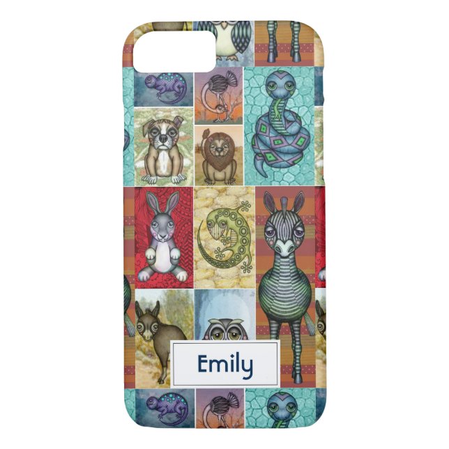 Coques Case-Mate iPhone Cute Animal Collage Folk Art Design Personnalisé (Dos)