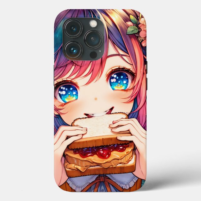 Coques Case-Mate iPhone Cute Anime Girl mangeant un beurre d'arachide et g (Verso)