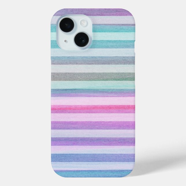 Coques Case-Mate iPhone Cute Aqua Purple Stripes Aquarelle Motif (Verso)