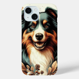 Coque Pour iPhone 15 Cute Australian Shepherd Peinture