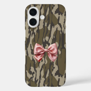 Coque Pour iPhone 16 Cute Bottomland Camo esthétique Pink Ribbon Bow