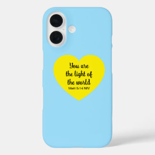 Coque Pour iPhone 16 Cute Bright Yellow Heart Lumière du monde Bleu