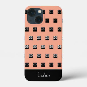 Case-Mate iPhone Case Cute Brown, noir et blanc Carré Motif 