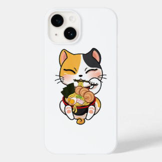 Coque Pour iPhone 14 Cute Cat Manger Ramen Japonais Amoureux des chats 