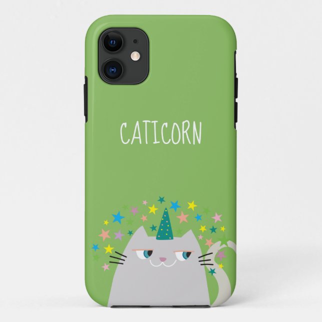 Coques Case-Mate iPhone Cute Cat Unicorn Monogramme (Dos)