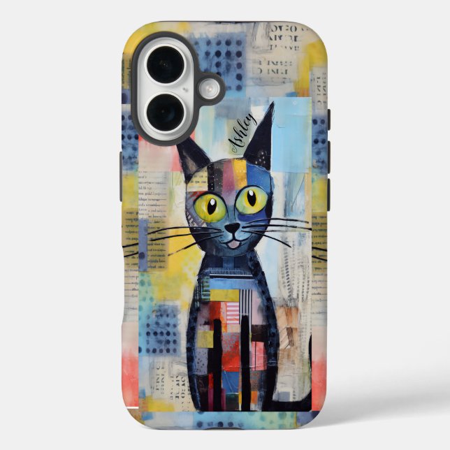 Coques Case-Mate iPhone Cute Chat Noir Personnalisé (Verso)