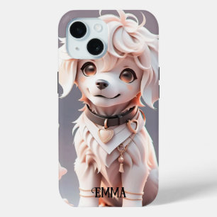 Coque Pour iPhone 15 Cute Chibi Golden Retriever Puppy Kids Nom personn