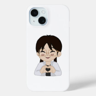 Coque Pour iPhone 15 Cute Chibi Heart Hands iPhone Case