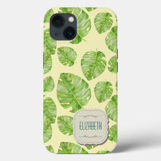 Case-Mate iPhone Case Cute Chic Banana Leaf Vert Blanc Nom Jaune