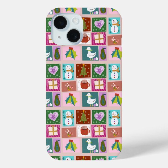 Coques Case-Mate iPhone Cute Christmas Patchwork Pattern (Verso)