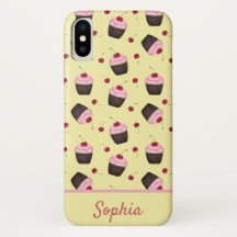 Cute cupcakes rose et jaune avec nom personnalisé