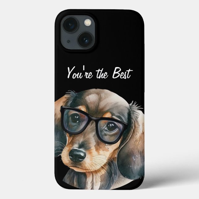Coques Case-Mate iPhone Cute Dachshund avec lunettes noires (Verso)