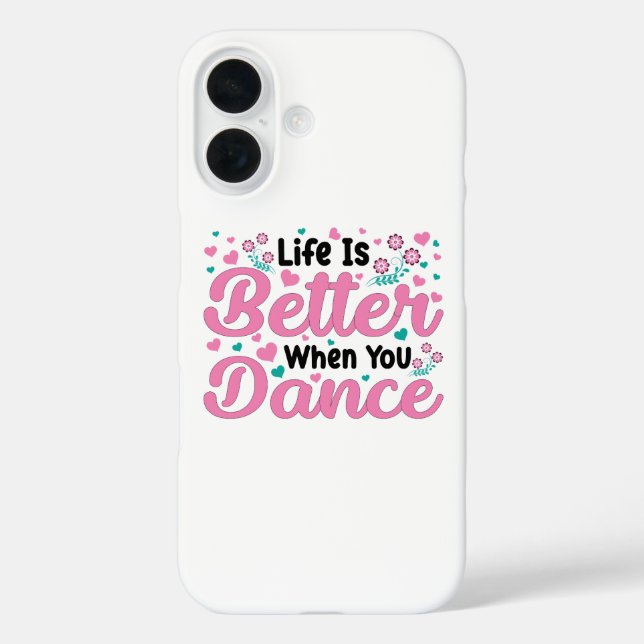 Coques Case-Mate iPhone Cute Dancer Saying Pink & Teal Confetti (Verso)
