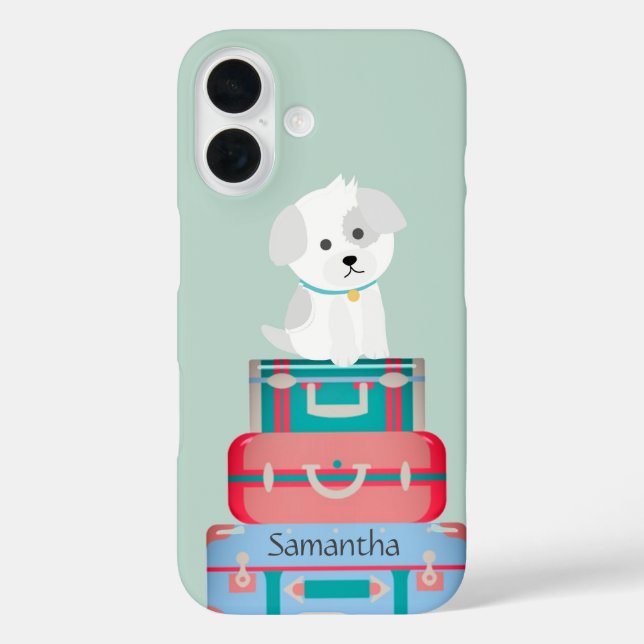 Coques Case-Mate iPhone Cute Dog Sat sur les valises Personnalisé (Verso)