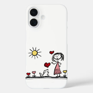 Coque Pour iPhone 16 Cute dog with a girl