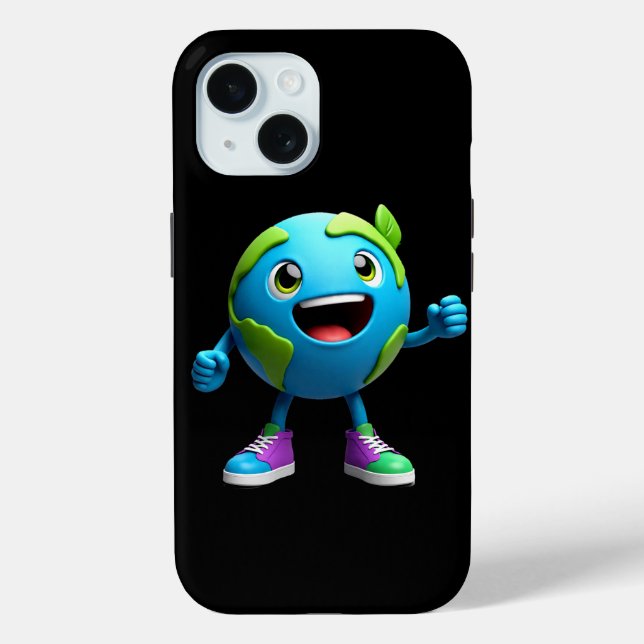 Coques Case-Mate iPhone Cute Earth Cartoon iPhone 15 Case – Fun Eco (Verso)