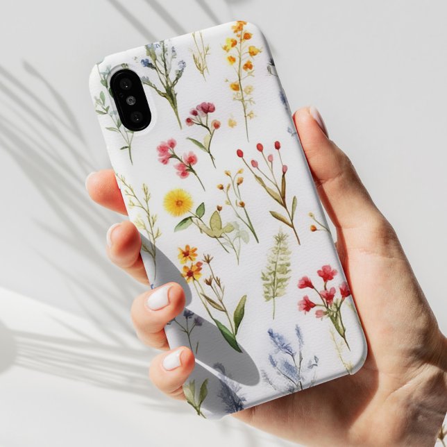 Coques Case-Mate iPhone Cute Fleur sauvage Aquarelle Florale moderne Botan (Cute Watercolor Wildflower Modern Floral Botanical Case-Mate iPhone Case)