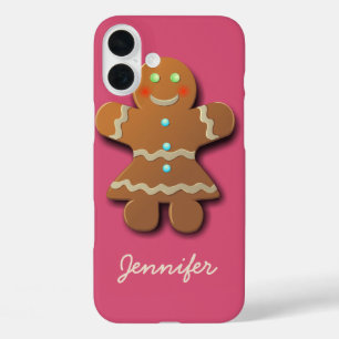 iPhone 16 Plus Case Cute Gingerbread Cookie En Robe De Fête