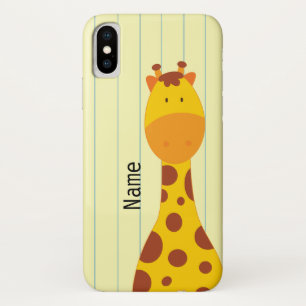 Coque iPhone X Cute Giraffe Animal Nom personnalisé