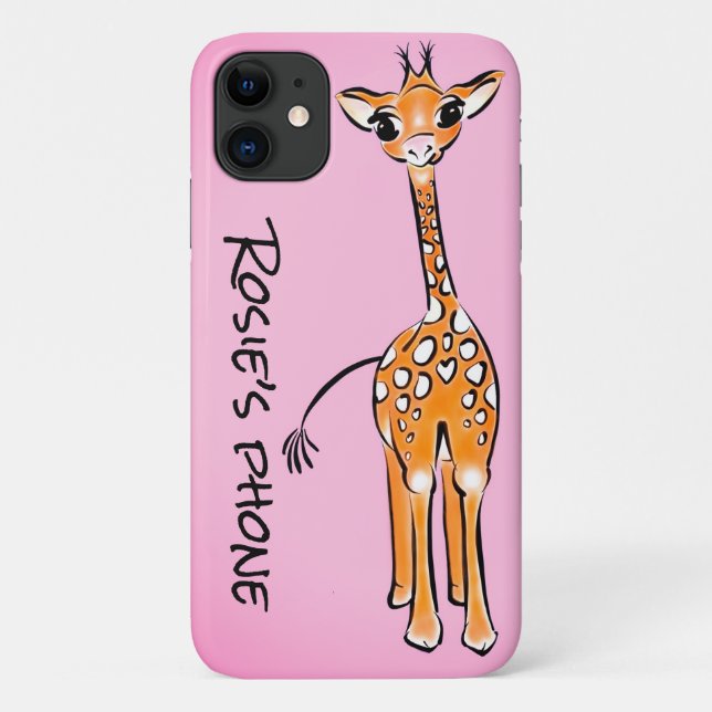 Coques Case-Mate iPhone Cute Giraffe drawing, safari animals (Dos)