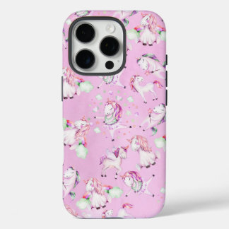 Coques iPhone 16 Pro Cute Girl Rose Unicorn Rainbow Watercolor Coque-Ma