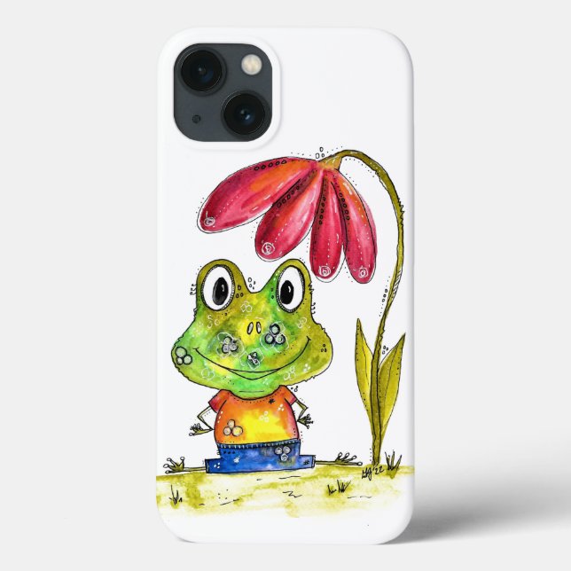 Coques Case-Mate iPhone Cute grenouille blanche Whimsical sous une fleur r (Verso)