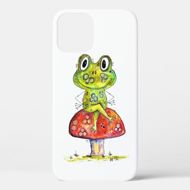 Coques Case-Mate iPhone Cute Grenouille verte Whimsical sur Toadstool (Verso)