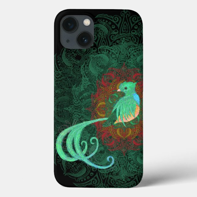 Coques Case-Mate iPhone Cute Guatemala Resplendant Quetzal Green Mehndi (Verso)