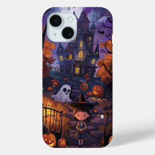 Coque Pour iPhone 15 Cute Halloween Éffrayant Haunted House Ghost Citro
