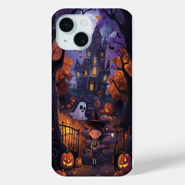 Coques Case-Mate iPhone Cute Halloween Éffrayant Haunted House Ghost Citro (Verso)