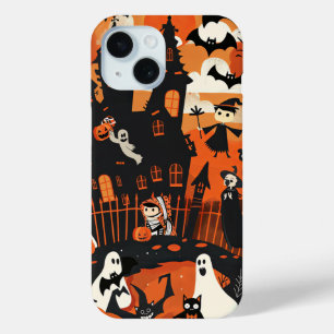 Coque Pour iPhone 15 Cute Halloween Maison Hantée Éffrayante Fantômes c