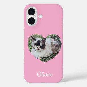 Coque Pour iPhone 16 Cute Heart Pet Photo & Empreintes de pattes, Chien