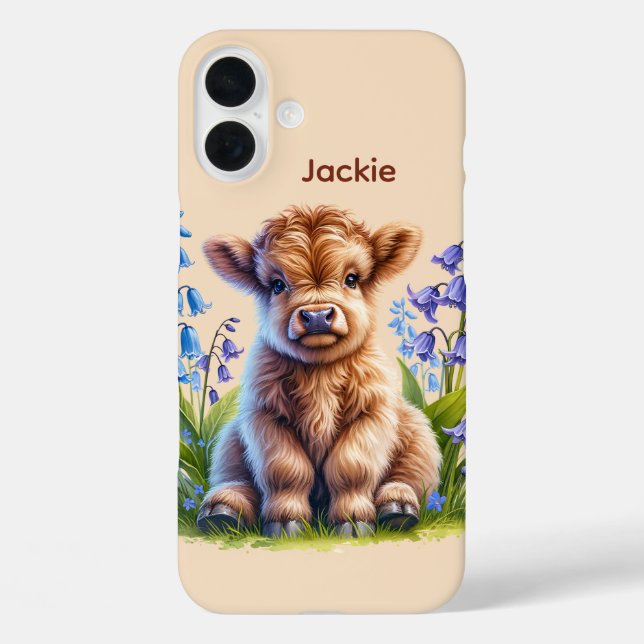 Coques Case-Mate iPhone Cute Highland cow amoureux ajouter nom (Verso)