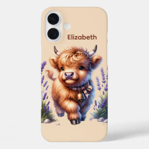 Coques iPhone 16 Plus Cute Highland cow amoureux ajouter nom