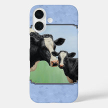Cute Holstein Calf & Vache Ciel bleu